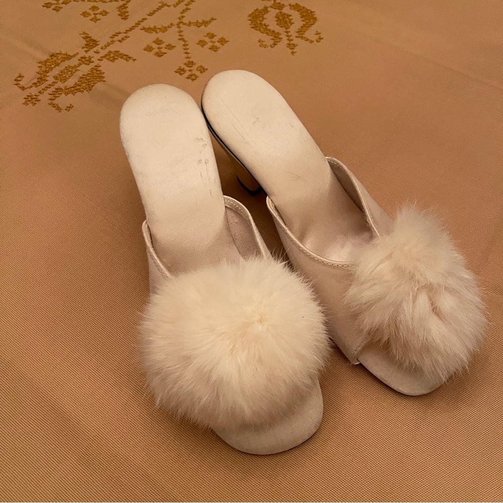 Vintage 1950’s Fur-Trimmed Women's Mules
